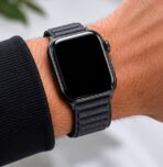 Premium Black Ribbed Magnetic Loop Strap for Apple Watch - Image 4