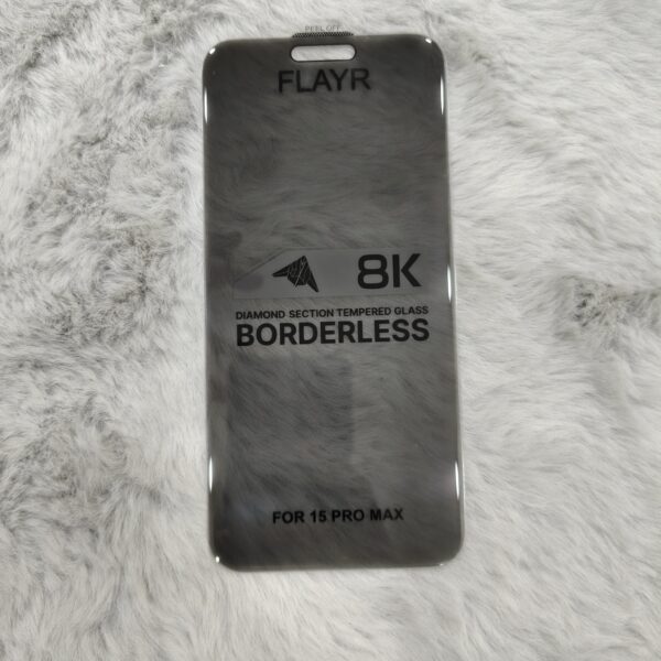 FLAYR 8K Diamond Section Borderless Tempered Glass for iPhone 15 Pro Max