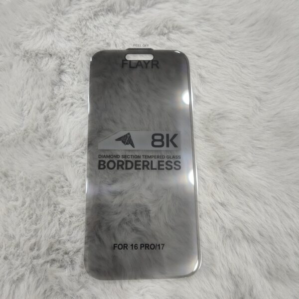 FLAYR 8K Diamond Section Borderless Tempered Glass for iPhone 16 Pro / 17
