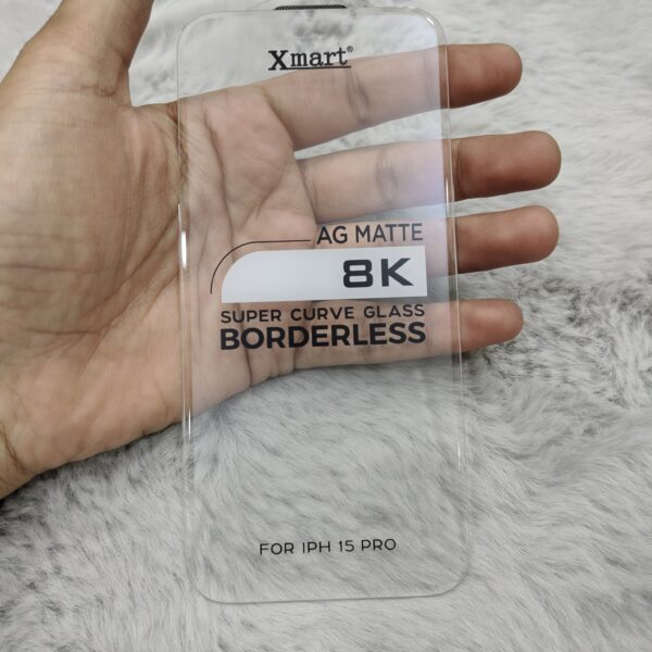 Xmart 8K AG Matte Super Curve Borderless Screen Protector made for the iPhone 15 Pro