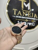 Luxury Round Smartwatch – Rose Gold with Crystal Bezel & Metal Strap ⌚✨ - Image 4