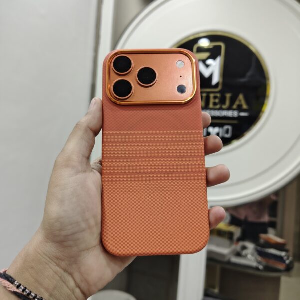 Orange Carbon Fiber Texture Premium Phone Cover