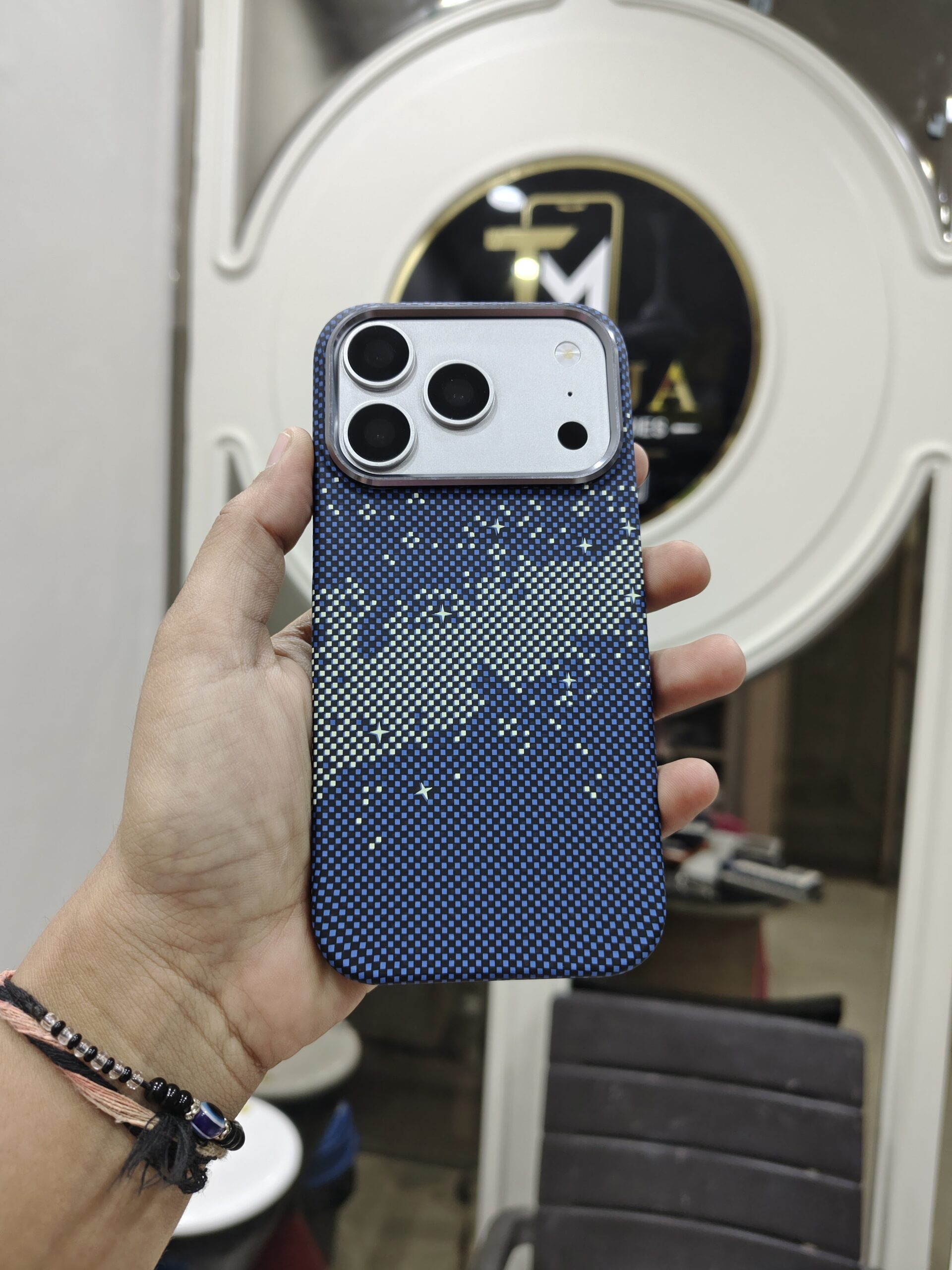 2026/08/871-scaled.jpg Blue Glitter Pixel Pattern Premium Phone Case - Image 1