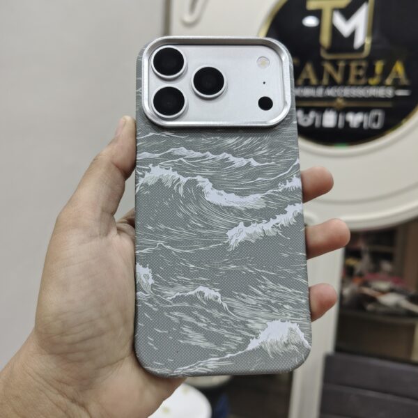Grey Wave Pattern Printed Soft TPU Mobile Cover