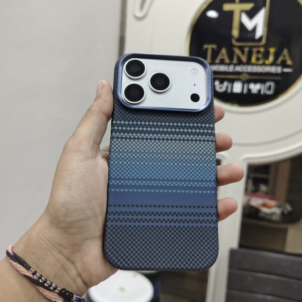 Blue Carbon Fiber Checkered Pattern Mobile Cover