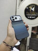Blue Carbon Fiber Checkered Pattern Mobile Cover - Image 2