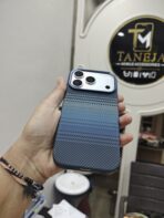 Blue Carbon Fiber Checkered Pattern Mobile Cover - Image 3