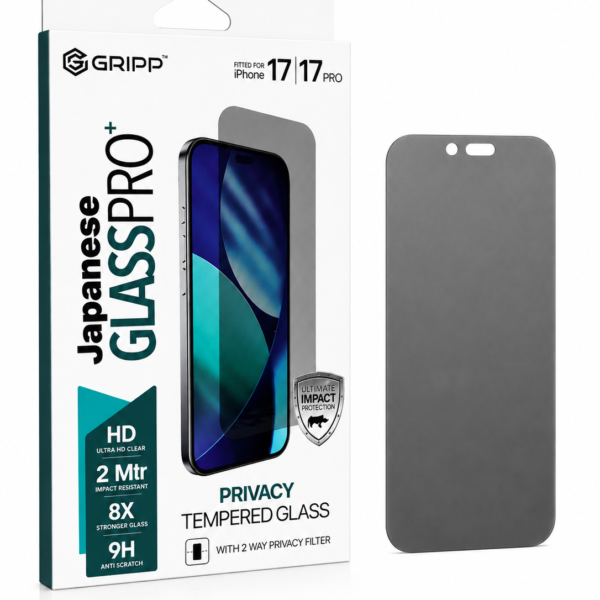 GRIPP Japanese GLASSPRO+ Privacy Tempered Glass for iPhone 17 / 17 Pro