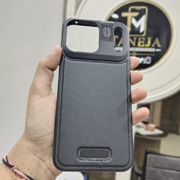Premium Black Leather Wallet Phone Case with Camera Protection