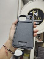Premium Black Leather Wallet Phone Case with Camera Protection - Image 2
