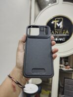 Premium Black Leather Wallet Phone Case with Camera Protection - Image 3