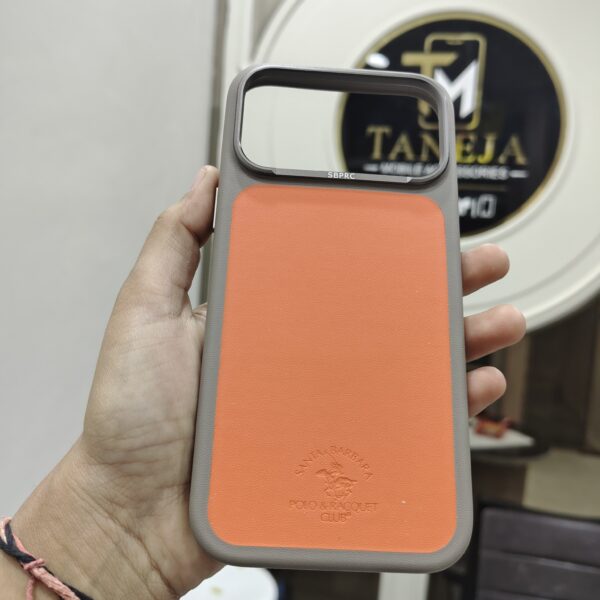 Santa Barbara Polo & Racquet Club Premium Leather Finish Phone Case – Orange