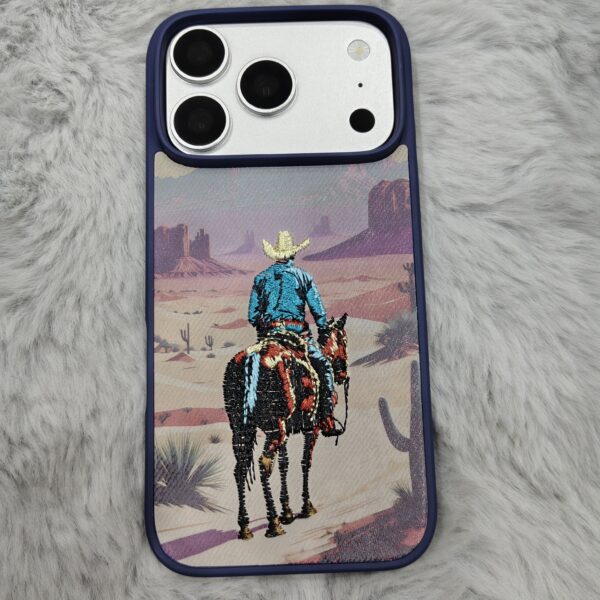 Vintage Western Cowboy Embroidered iPhone Case.