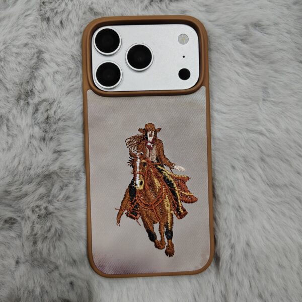 Embroidered Cowboy Rider Designer Phone Case