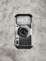 Vintage Camera Lens Style Phone Case – Black & Silver