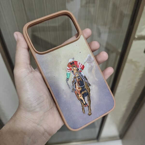 Embroidered Cowboy Riding Horse Printed Phone Case