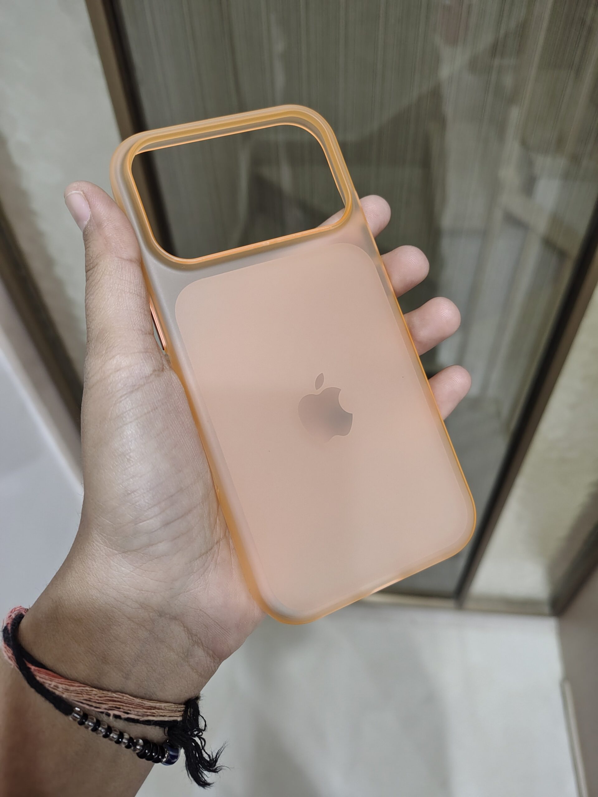 2026/09/1458-scaled.jpg iPhone 17 Pro Peach Orange Frosted Soft TPU Cover - Image 1