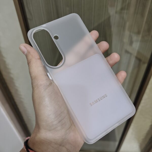 semi-transparent frosted protective case designed for the Samsung Galaxy S26 smartphone lineup
