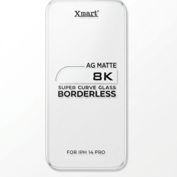 Xmart 8K AG Matte Super Curve Glass Borderless Screen Protector, specifically tailored for the Apple iPhone 14 Pro.