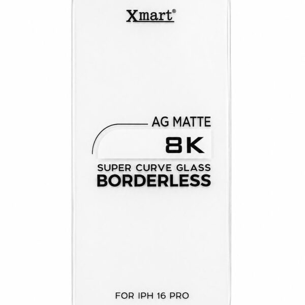 Xmart 8K AG Matte Super Curve Borderless Glass Screen Protector for iPhone 16 Pro