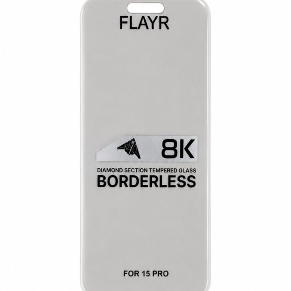 Flayr 8K Borderless Diamond Section Tempered Glass for iPhone 15 Pro