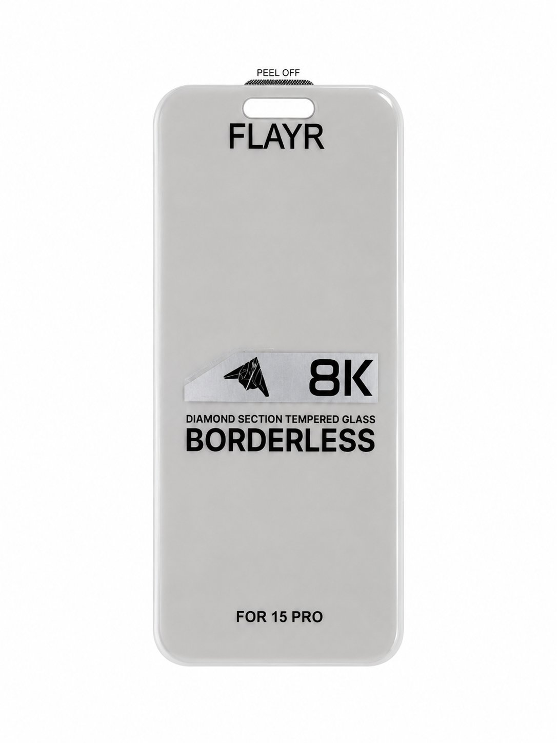 2026/09/1629.jpg Flayr 8K Borderless Diamond Section Tempered Glass for iPhone 15 Pro - Image 1