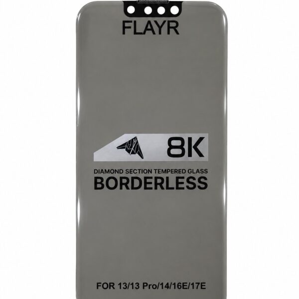 FLAYR 8K Borderless Diamond Section Tempered Glass
