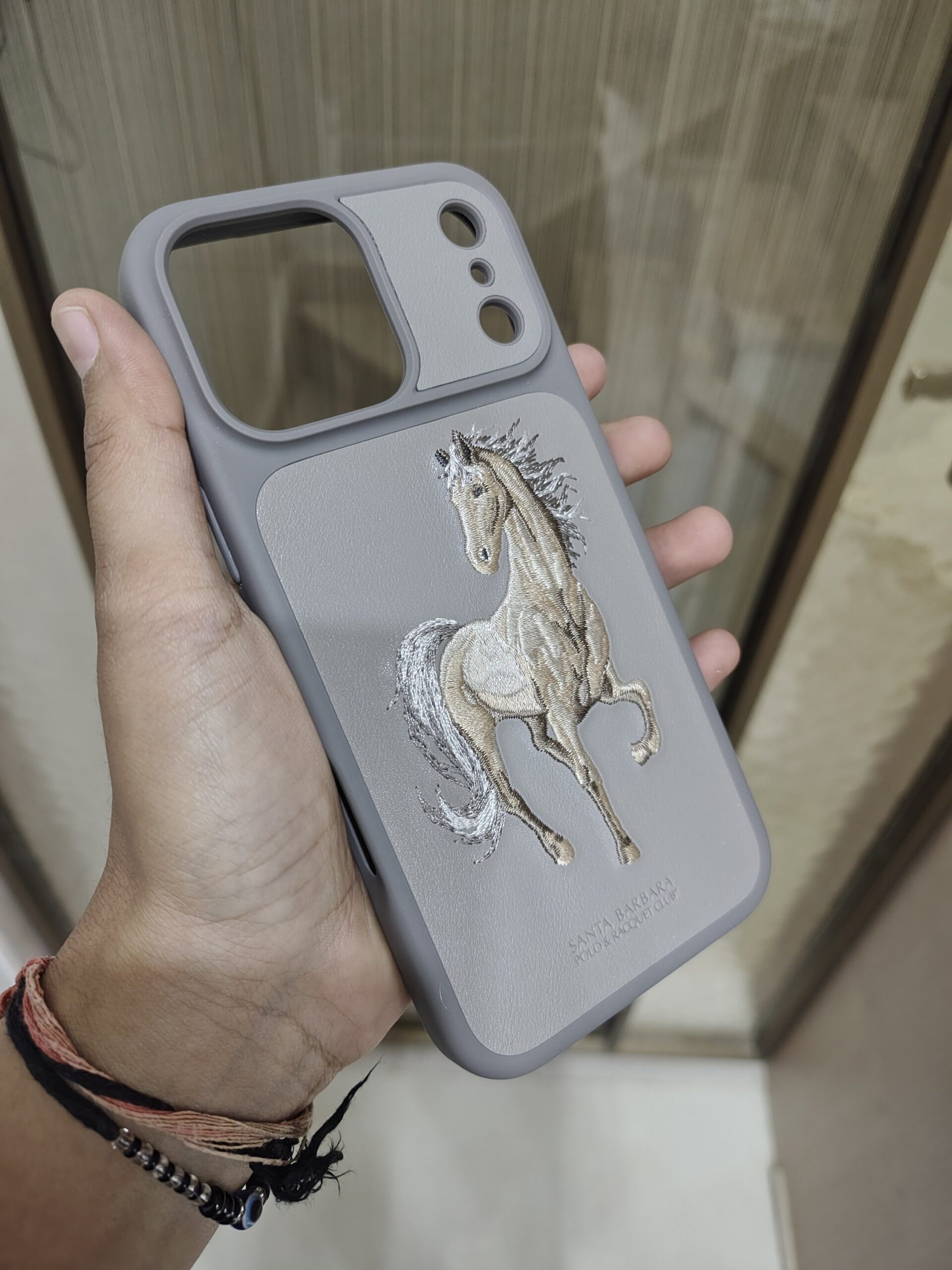 2026/09/1733-scaled.jpg Santa Barbara Polo & Racquet Club Horse Embroidered Leather Finish Phone Case - Image 1