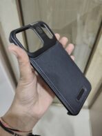 Premium Black Leather Wallet Phone Case with Camera Protection - Image 2