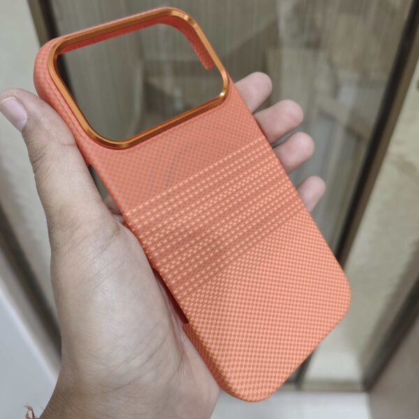 Orange Carbon Fiber Texture Premium Phone Cover