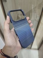 Blue Carbon Fiber Checkered Pattern Mobile Cover - Image 2