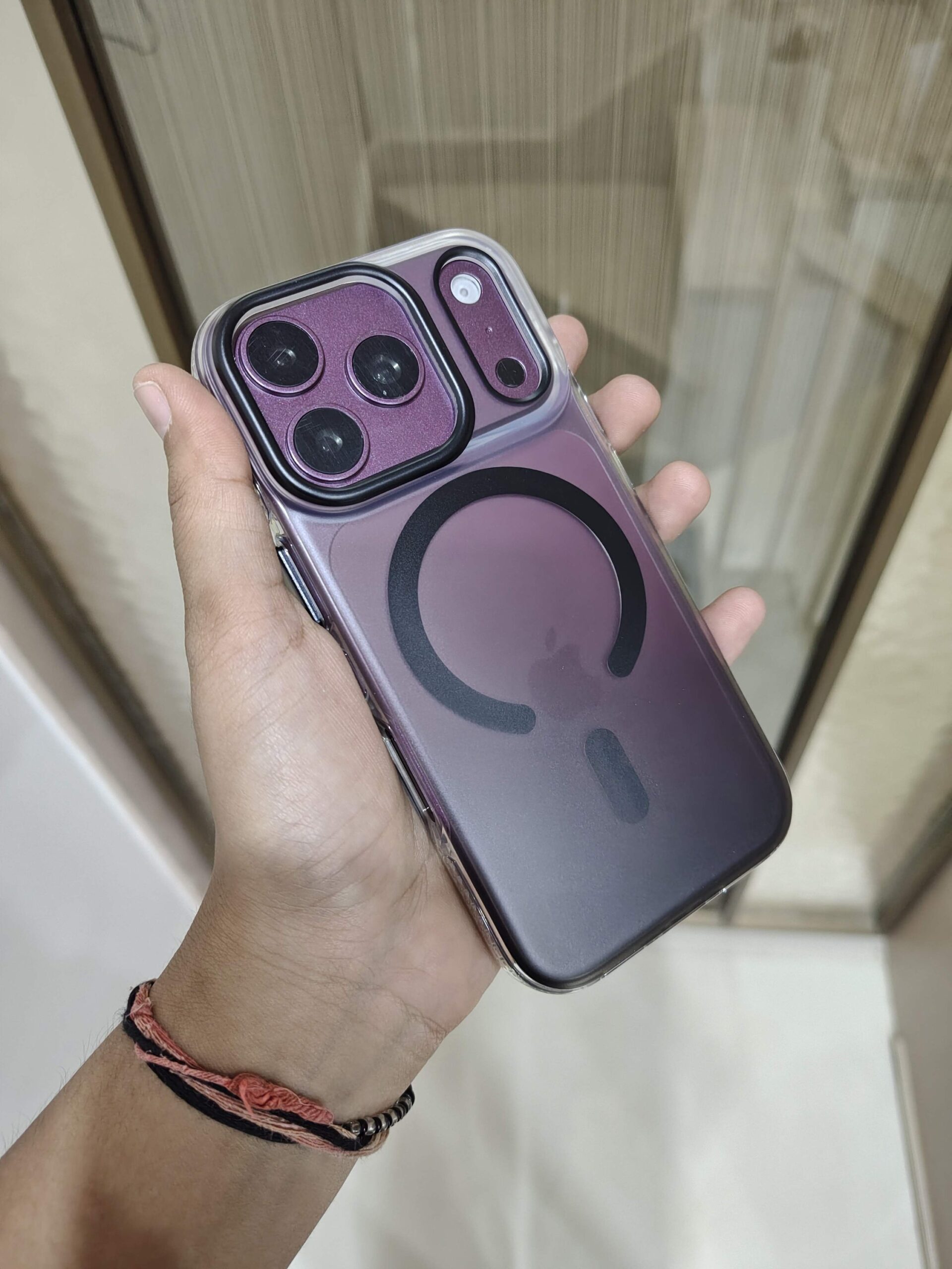 2026/09/2269-scaled.jpg Premium MagSafe Transparent Purple Shockproof Case for iPhone - Image 1
