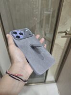 Premium Mecha Denim Texture Phone Case featuring a retractable metal kickstand and mechanical camera module styling. - Image 4