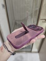 textured PU leather hybrid phone case featuring a built-in vertical kickstand and integrated camera module protection. - Image 5