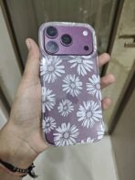 iPhone back cover featuring a white daisy flower print pattern. - Image 2