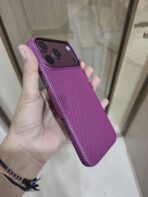dbrand Grip Case paired with a textured magenta/purple carbon fiber checkerboard skin - Image 3