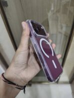Clear MagSafe Phone Case with Purple Accents designed for newer iPhone Pro Max models. - Image 3