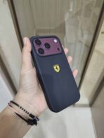 Ferrari MagSafe Liquid Silicone Case with a Metal Logo for iPhone.