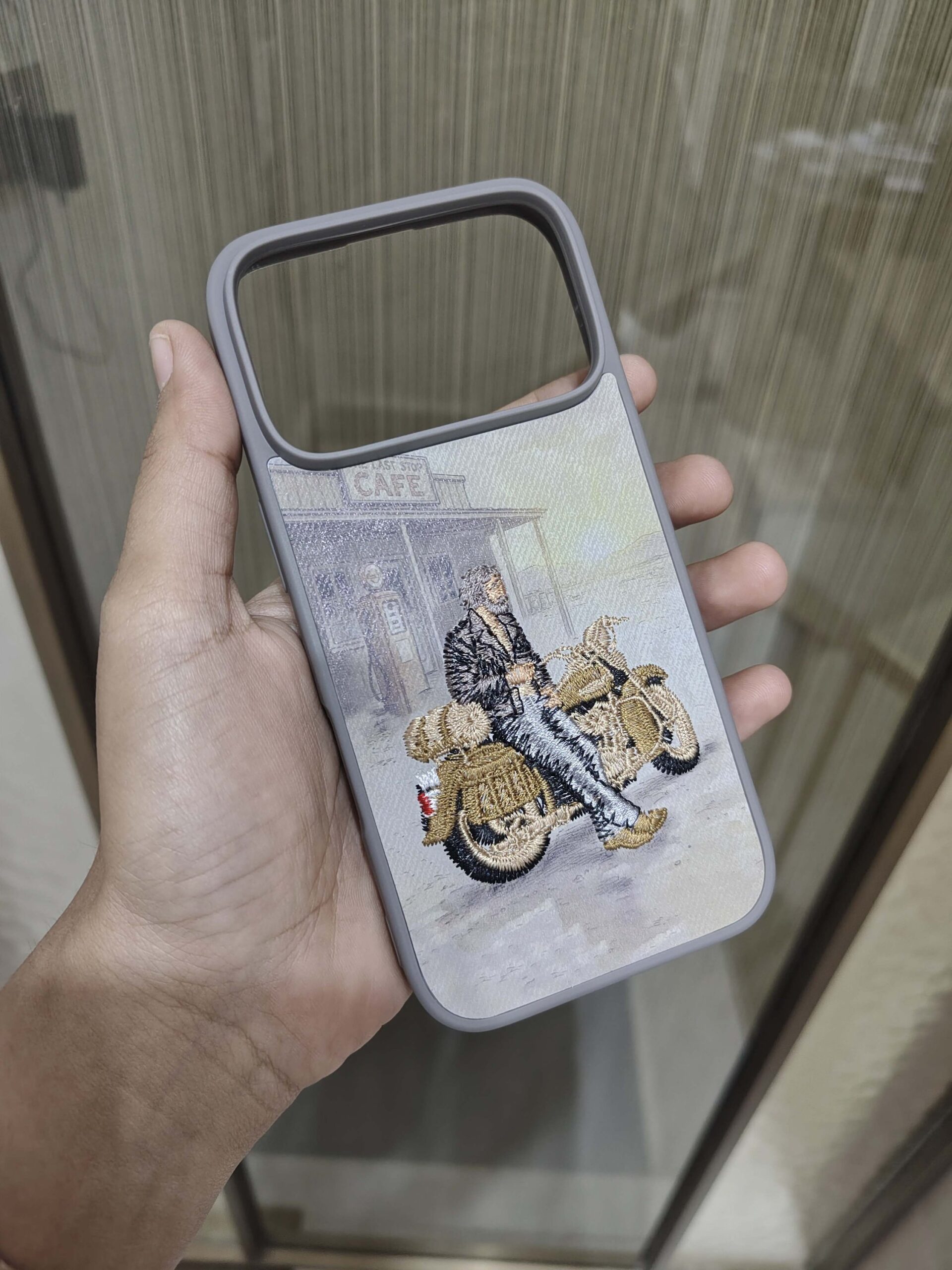 2026/09/2885-scaled.jpg Vintage Motorcycle Rider Embroidery Phone Case - Image 1