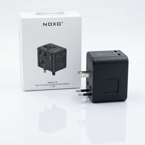 NOXO 25W 2C+1A Super Fast Charging Universal Travel Adapter (Model: U-1-M3 / UN-N3).