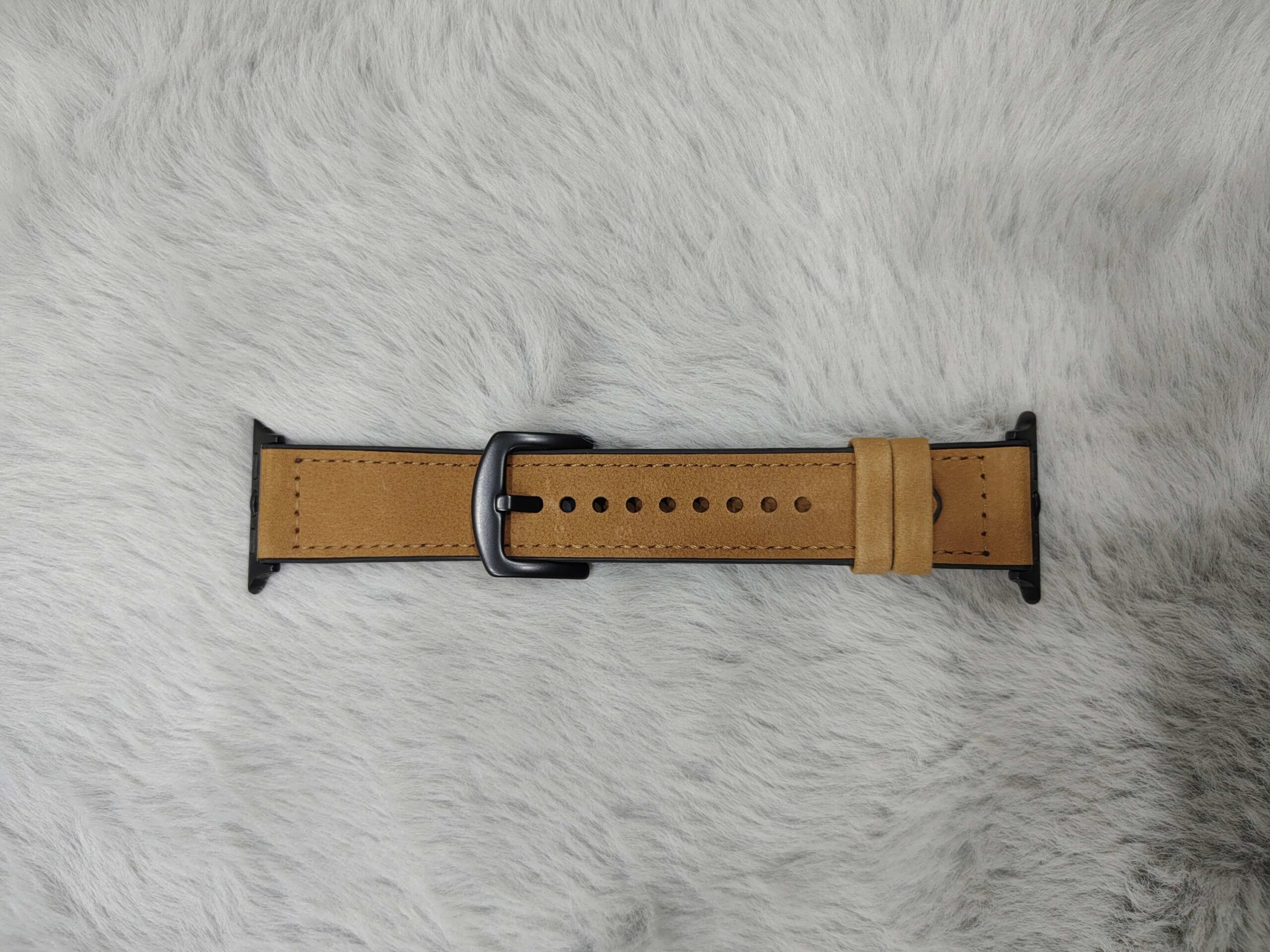 2026/09/3903-scaled.jpg tan leather smartwatch replacement band. - Image 1