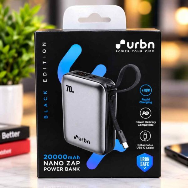 URBN Nano Zap 70W 20,000mAh Power Bank (Black Edition).
