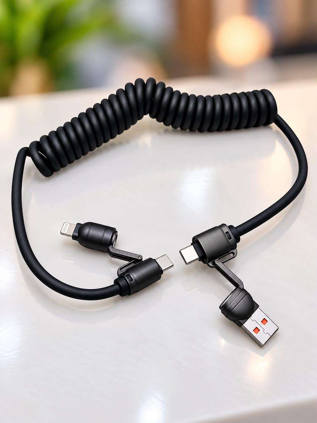 2026/10/7285.jpg 4-in-1 Coiled Fast Charging Data Cable. - Image 1